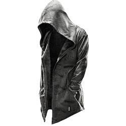 Assassin's Creed Herren Kapuzenpullover Männer Kapuzenpullover Langarmjacke Zipper Herren Sweatshirt Bestickt Kapuzenjacke Herren Lässiger Kapuzenpullover mit Kordelzug Halloween Umhang Strickjacke von NUSGEAR