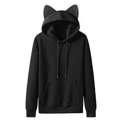 Herren Solid Pullover Katzenohren Mit Kapuze Fleece Pocket Sweatshirt Hoodie Herren Hoodie Sweatjacke Kapuzenjacke Kapuzenpulli Langarm Kapuzenpullover Hooded Sweatshirt Sweater Tops Outwear von NUSGEAR