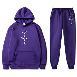 NUTSIE Sportswear Travis Scott Jogging Trainingsanzug Männer Frauen Hip Hoodie Sweatshirt Unisex Pullover Hose Mit Herbst Winter Hosen Set (Purple,M) von NUTSIE