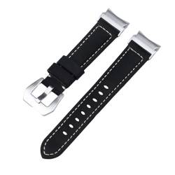 20 mm Schnellmontage-Lederarmband für Samsung Galaxy Watch 6 5 4 40 44 mm Watch 5 Pro 45 mm für 6/4 Classic 43 47 mm 42 46 mm Uhrenarmband, Schwarz Silber, für Watch 5 Pro 45 mm von NUZIXINXW