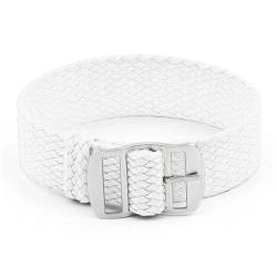 NUZIXINXW Bunt gewebtes Uhrenarmband, ein langes Uhrenarmband aus Canvas und Nylon, 16 mm, 18 mm, 20 mm, 22 mm, Netzarmband für Männer und Frauen, weiß, 16 mm von NUZIXINXW