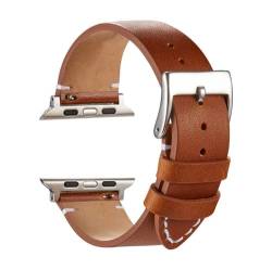 NUZIXINXW Lederarmband für Uhrenarmband 45 mm 44 mm 42 mm 40 mm 38 mm 41 mm Armband für Iwatch Serie 8 7 SE 6 5 4 3, Hellbraun, S, für 42 mm 44 mm 45 mm von NUZIXINXW