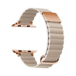 NUZIXINXW Lederschlaufenband für Uhrenarmband 49 mm 45 mm 41 mm 44 mm 40 mm 38 mm 42 mm Magnetarmbandgürtel für Correa iWatch Ultra2 9 8 5 6 7, Khaki, 42 MM 44 MM 45 MM 49 MM von NUZIXINXW