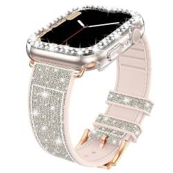 NUZIXINXW Silikonlederarmband für Watch Ultra 49 mm Band 44 mm 41 mm 45 mm 40 mm 42 mm Diamantgehäuse für IWatch Serie 8 7 Se 6 5 4,0971LY,Tr,38 mm von NUZIXINXW