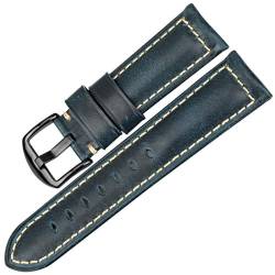 Uhrenarmband, Uhrenzubehör, modisches rotes Lederarmband für Panerai, Seiko, Tissot, Uhrenarmband, Vintage-Armband, Blau B, 19 mm von NUZIXINXW