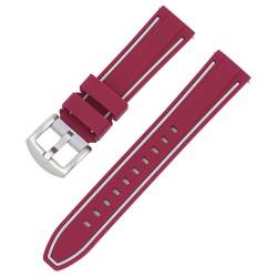 Zweifarbiges Silikonarmband für Samsung S4-Smartwatches, alle 20/22/24/26 mm, Schnellverschlussbänder für Männer und Frauen, zweifarbige Gummi-Ersatzbänder, Weinrot und Grau, 26 mm von NUZIXINXW