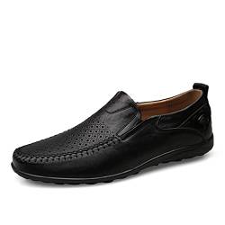 NVNVNMM Oxford Schuhe Herren Freizeitschuhe Sommer Leder Loafers Oxford Schuhe Flache Unterseite Atmungsaktiv Fahrschuhe, Schwarz, 39 1/3 EU von NVNVNMM