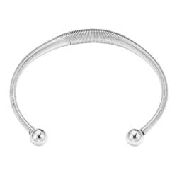 NVOQILIN Böhmisches Öffnungsarmband für Damen, modisches C-förmiges Armband, Edelstahl, Feder-Handkette, elegantes Accessoire von NVOQILIN