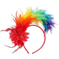 NVOQILIN Buntes Feder-Stirnband für Maskeraden, Teeparty, Kostümzubehör, Fascinator, Haarband, 1920er-Jahre-Party-Kopfschmuck von NVOQILIN