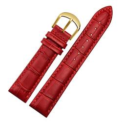 NVVVNX Für Brand Watch Bracelet Belt Woman Watchbänder echtes Leder -Armband -Band 10 12 14 16 18 20 22mm Multicolor -Uhren -Bänder(Red gold,12mm) von NVVVNX