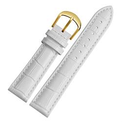 NVVVNX Für Brand Watch Bracelet Belt Woman Watchbänder echtes Leder -Armband -Band 10 12 14 16 18 20 22mm Multicolor -Uhren -Bänder(White gold,20mm) von NVVVNX