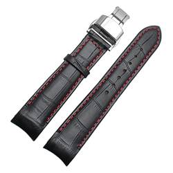 NVVVNX Gebogenes Ende Watchband für Bürger BL9002-37 05A BT0001-12E 01A Watchstrap -echtes Leder mit Schmetterlingsschnalle 20 21 22mm Modegurt(BLACK WHITE,22mm) von NVVVNX