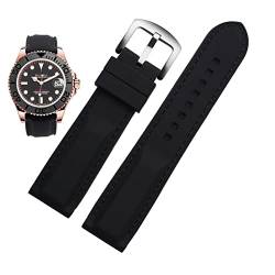 NVVVNX Männer silikon Uhrband 20mm 22 mm 24m für Mido Citizen Omega Sport Gummi Ersatzriemen rot blau orange weißes weiches Armband(Black black silver,24mm) von NVVVNX