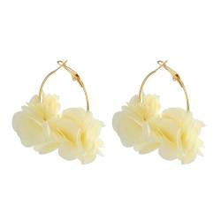 Creolen mit Rosenblüten-Anhänger, bunte Ohrringe, Party-Schmuck for Frauen(White) von NVYRFS