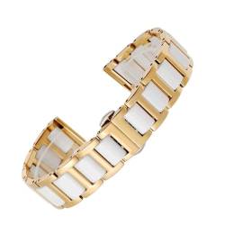 NVYRFS Keramik Metallband Weißgold Roségold Armband Uhrenarmbänder(D,19mm) von NVYRFS