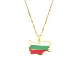 NXZWPNQA Halskette Anhänger Halskette mit Bulgarien-Karte im europäischen und amerikanischen Retro-Ethno-Stil, trendiger personalisierter Schmuck Geschenk von NXZWPNQA