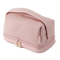 Toast Reise-Make-up-Tasche, große Make-up-Tasche, Reise-Kosmetiktasche, tragbarer Kulturbeutel, Organizer für Frauen und Mädchen, Toast, doppellagige Kosmetiktasche, large von NYCEMAKEUP