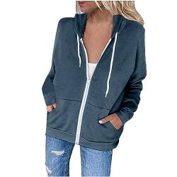 Hoodie Damen Sweatjacke 2024 Kapuzenjacke Winter Lang Sweatshirt Kapuzenpullover Mit Kapuze Reißverschluss Mantel Oversize Pullover Sweatjacke Damen Casual Einfarbig Jacke Reißverschluss Streetwear von NZYIHAO