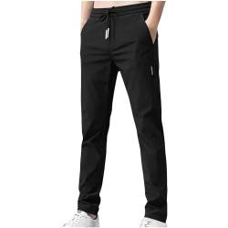 NZYIHAO Leichte Sommerhose Herren Einfarbig Freizeithose Stretch Jogginghose Eisseide Stoffhose Sommer Herrenhose Große Größen Hose Baggy Sporthose Basic Trainingshose Hosen mit Tunnelzug und Taschen von NZYIHAO