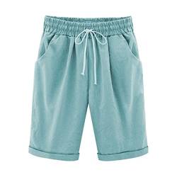 NZYIHAO shorts Damen elegant Shorts Damen Casual Einfarbig Leinenhose Sommer Kurze Hose Knielang Freizeithose Baumwolle Leinen Sommerhose Hohe Taille Strandhose Kordelzug Jogginghose Bequem Hosen von NZYIHAO