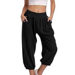 Stoffhose Damen Warehouse deals angebote 3/4 Hose Damen Sommer Caprihose Casual Jogginghose Einfarbig/Farbverlauf Sporthose Elastische Freizeithose Leichte Sommerhose Große Größen Cargohose Trousers von NZYIHAO