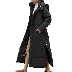 Winter Daunenjacke Damen Lange Einfarbig Steppjacke Langarm Zip Up Winterjacke Kapuze Daunenmantel Dicke Steppmantel Warme Wintermantel Leichte Jacke Übergangsjacke Freizeit Mantel Übergangsmantel von NZYIHAO