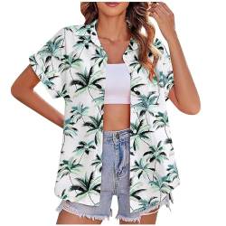 y2k clothes Streetwear Hawaii Hemd Damen Sommer Bluse Strand Shirt mit Knöpfen Blumen Druck Hawaiihemd Casual Oberteile Kurzarm Revers Hemdbluse Leichte Tshirt Lose Tops Bequem T-Shirt Blusen von NZYIHAO