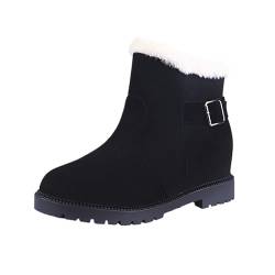 NaLatia Damen Mit Absatz Stiefel Damen Gummistiefel Wasserdicht Warm Anti-Rutsch Atmungsaktiv Boots Damenstiefel Schnürstiefel Warm Plush Gefütterte Schneestiefel Damen Halbhoch Chelsea Boots von NaLatia