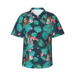 Naispanda Personalisiertes Hawaiihemd mit Gesicht, Personalisierte Herren Hawaii Hemden mit tropischen Blumen, Personalisierte Strand-Hemden, Kurze Ärmel, Button-Down-Hawaii-Hemden von Naispanda