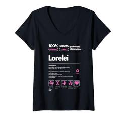 Damen Lorelei Namensgeschenk für Frauen Lorelei Sarcastic Nutrition Fact T-Shirt mit V-Ausschnitt von Name tag for Women Sarcastic Fun Nutrition Facts