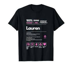 Lauren Name Geschenk für Frauen Lauren Sarcastic Nutrition Facts T-Shirt von Name tag for Women Sarcastic Fun Nutrition Facts