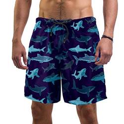 Marineblaue Badehose mit Haifisch-Muster für Herren, Größe L, mehrfarbig, Large-X-Large von Nananma