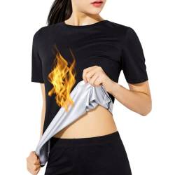 Saunaanzüge Sauna Shirt Kurzarm Oberteile T-Shirts Tops Abnehmen Rundhalsausschnitt Hot Thermo Sommer Sweat Schweiß Schwitzen Frauen Women Damen mädchen von Nano Hertz