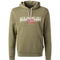 NAPAPIJRI Herren Hoodie grün Baumwolle Logo und Motiv von Napapijri