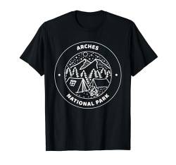 Arches National Park Camp, Berg, Feuer, Baum, Mond, Stern T-Shirt von National Park Camp Mountain Fire Tree Moon Star