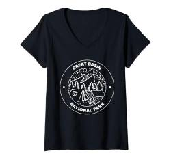 Damen Great Basin National Park, Camp, Berg, Feuer, Baum, Mond, Stern T-Shirt mit V-Ausschnitt von National Park Camp Mountain Fire Tree Moon Star