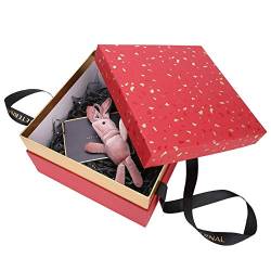Geschenk box aus Natudeco-Papier, Geschenk box, quadratische Geschenk box, leichte Schnur, mit Kaninchen, Spielzeug für Hochzeits verpackungen(Rot) von Natudeco