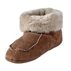 Naturasan Lammfell-Hüttenschuhe Damen Hausschuhe/Mokassin mit Ledersohle/flauschig weich, gefüttert mit warmen Schaffell (Peanut (Beige), Gr.43) von Naturasan