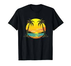 Damen Sonnenuntergang Retro Vintage Sonne Casual Grafik T-Shirt von Nature Camping Outdoors Hiking Free Spirit