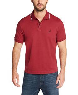 Nautica Herren Classic Fit Short Sleeve Dual Tipped Collar Polo Shirt Poloshirt, burgunderfarben, X-Groß von Nautica