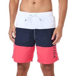 Nautica Herren Quick Dry Classic Logo Tri-Block Series Badehose, Melone, Beere, XXL von Nautica