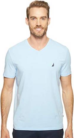 Nautica Herren Short Sleeve Solid Slim Fit V-neck T-shirt T Shirt, Noon Blue (Mondblau), L EU von Nautica