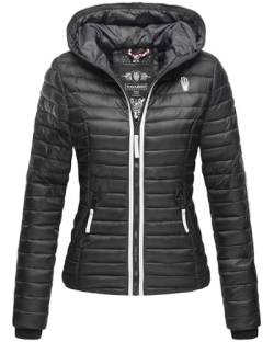 Navahoo Damen Jacke Steppjacke Übergangsjacke gesteppt Herbst Kapuze B811 [B811-Kim-Pri-Schwarz-Gr.S] von Navahoo