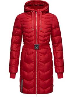 Navahoo Damen Wintermantel Steppmantel Jacke mit Taillengürtel Alpenveilchen Red Gr. XL von Navahoo