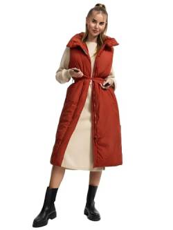 Navahoo Damen ärmellose Lange Outdoorweste warme Winterjacke aus recyceltem Material mit Taillengürte und Magnet-Flap Abendlied XIV Terracotta Gr. L von Navahoo