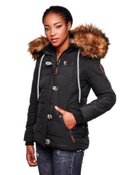 Navahoo warme Damen Winter Stepp Jacke Teddyfell Winterjacke Parka Mantel B831 [B831-Zoj-Schwarz-Gr.XL] von Navahoo