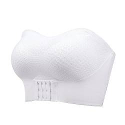 Necalisi Bandeau BH trägerlos Weiß Nahtloser Bandeau-BH ohne Buegel Trägerlos atmungsaktiv Dehnbar Ungepolsterte Unterwäsche Büstenhalter für Damen Spitze Pushup BH Damen 85A von Necalisi