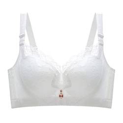 Necalisi Damen BH Weiß Damen-BHS Buegel Spitzen BH Push up Bralette Damen Spitze V-Ausschnitt Unterwäsche Bügelloser Komfort BH Push up BH extrem 80C von Necalisi