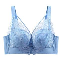 Necalisi sexy unterwäsche für Frau hellblau Damen Spitzen BH Ohne Bügel Bustier Lace Bra Push-Up BH herausnehmbaren Pads BH Push up extrem 95E von Necalisi