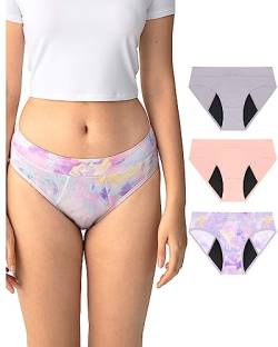 Neione Periodenunterschwäsche Mittlere Blutung Perioden Unterwäsche Menstruation Unterhosen Damen Teenager Mädchen Hipster Panty 3er Pack Fairy XS von Neione